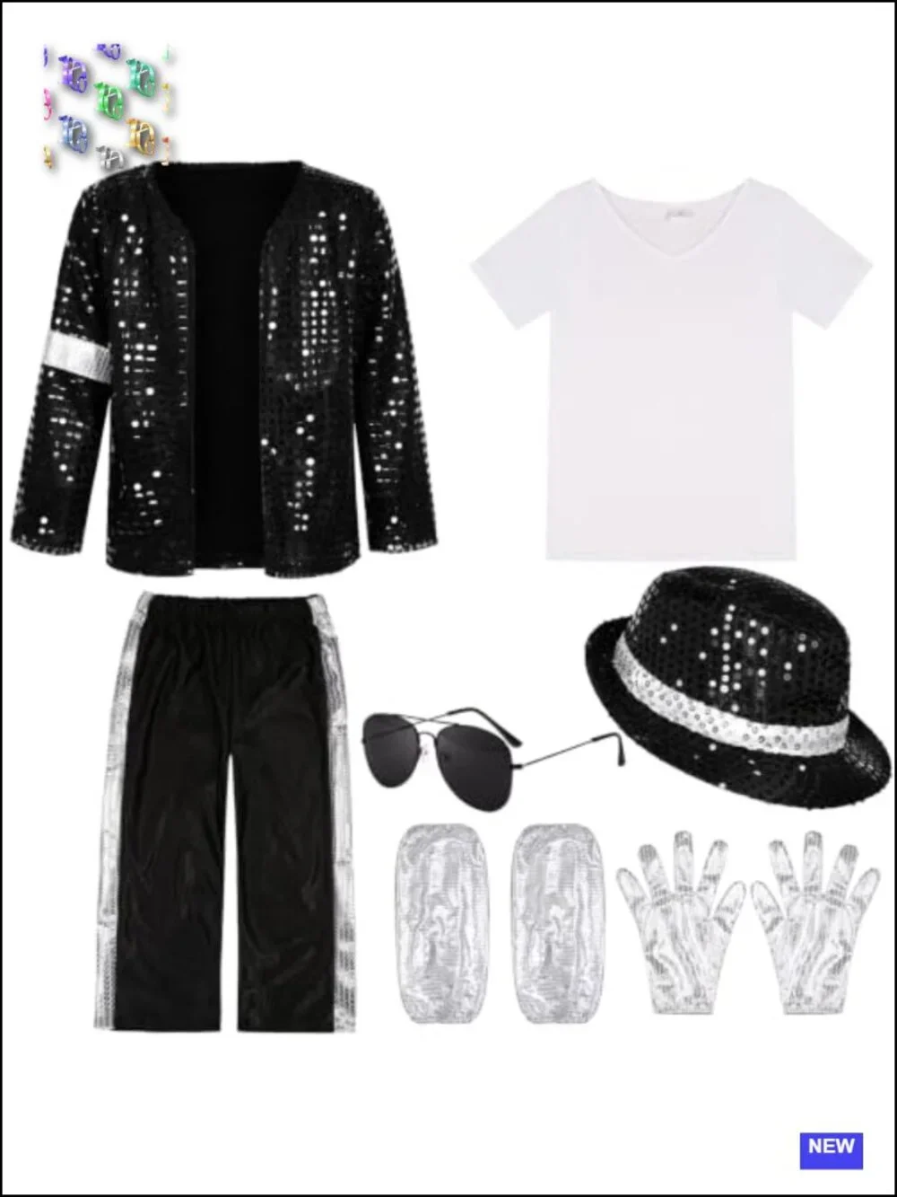 Kids Sequin Dance Costume Set 80s 90s Pop Star Outfit Halloween